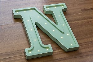 Letra N Luminosa em MDF com LED - Presenteie com carinho.