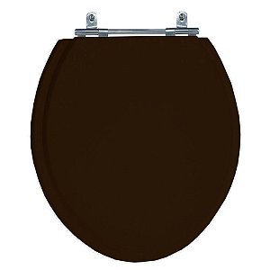 Assento Laqueado Convencional Oval Marron Tampa para Vaso em Mdf