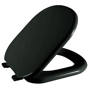 Assento Sanitário Valentina Preto Tampa para Vaso Hervy Almofadado