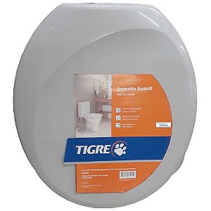 Assento Almofadado Oval Tigre Suave Cinza Tampa para Vaso Universal