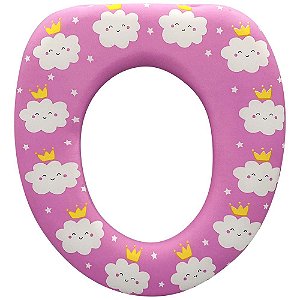 Assento Infantil Decorado Nuvem Rosa Redutor para Vaso Oval