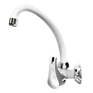 Torneira Cozinha Acquafam Parede Fame Branca Cromado