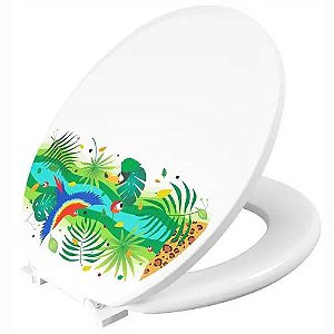 Assento Decorado Tropical Astra Branco Oval Tampa Vaso Deca-incepa-celite-ideal-roca