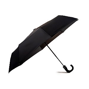 Guarda Chuva Automático Preto Retrátil (Médio Cabo Curvo)