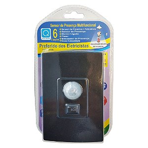Sensor de Presença Embutir com Tecla Qi6m Preto