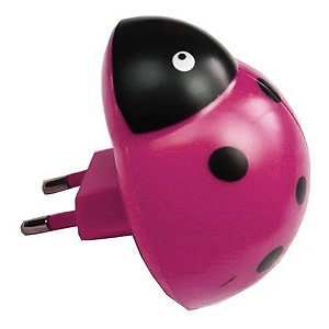 Luz Noturna Joaninha Rosa Led 0,3w Bivolt