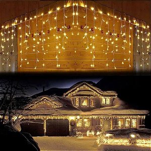 Luz de Natal Cascata 400 Lâmpadas Led War Fio Branco Bivolt 10m