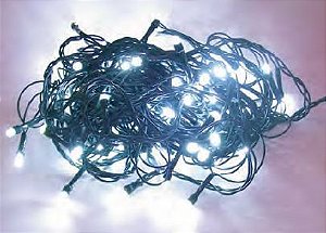 Luz de Natal Cordão 100 Lâmpadas Led Branco Fio Verde 10 Mts 220v M/f