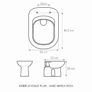 Assento Poliéster Laminado Vogue Plus Branco Tampa para Vaso Deca