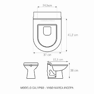 Assento Poliéster Laminado Calypso Branco Tampa para Vaso Incepa