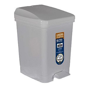 Lixeira Plástica com Pedal 9 Litros Cinza