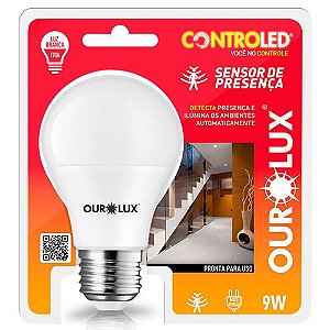 Lâmpada Inteligente C/ Sensor Presença 9w E27 Branco Frio 6500k Bivolt