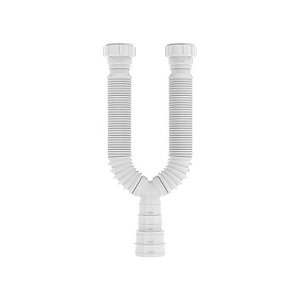 Sifão Sanfonado Extensível Duplo 70cm Branco Blukit