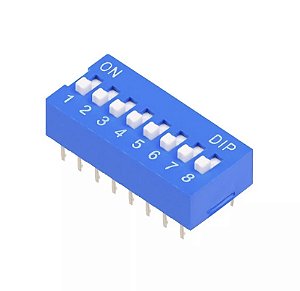 CHAVE DIP SWITCH KF1001-08 VIAS AZUL 180º