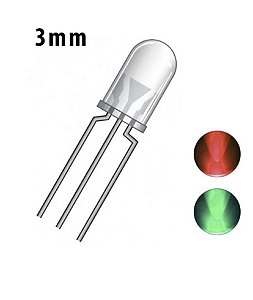 LED 3MM ALTO BRILHO BICOLOR 3T VERDE/VERMELHO