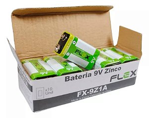 BATERIA 9V 6F22 POWER PLUS - FLEX (CAIXA C/ 10 PCS)