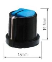 KNOB PARA EIXO ESTRIADO (18X19,7MM) AZUL (PACOTE 10 PCS)