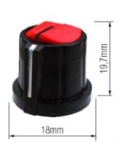 KNOB PARA EIXO ESTRIADO (18X19,7MM) VERMELHO (PACOTE 10 PCS)