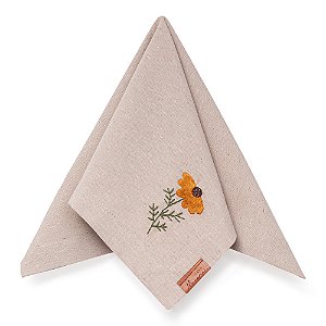 Guardanapo Liso Bordado Flor de Outono
