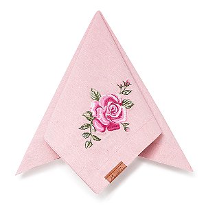 Guardanapo Liso Bordado Rosa