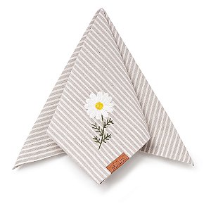 Guardanapo Listrado Bordado Margaridas