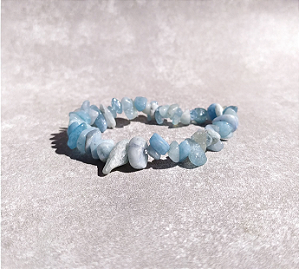 Pulseira de Água Marinha em Cascalho "Calma, Proteção e Percepção Espiritual"