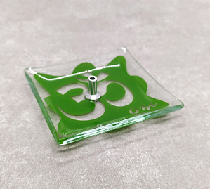 Incensário de Vidro Palavra "OM" - Verde