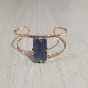Bracelete Cianita Azul Regulável - Dourado