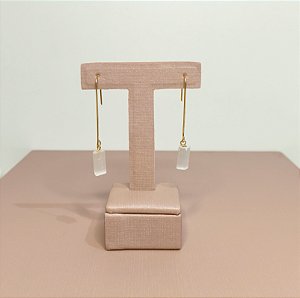 Brinco Longo Selenita - "Limpeza Energética." - Semijoia