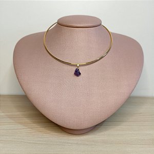 Choker lisa com pingente Ametista - Semijoia