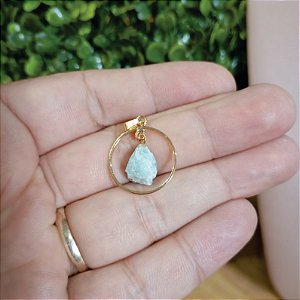 Pingente Argola Água Marinha - "Calma, Coragem e Sensibilidade" - Semijoia