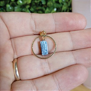 Pingente Argola Cianita Azul - "Proteção do Arcanjo Miguel" - Semijoia