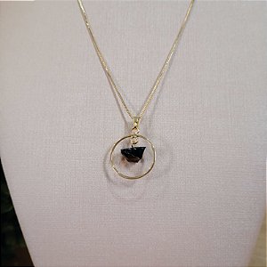 Pingente Argola Obsidiana Negra - "Proteção e cura Espiritual" - Semijoia