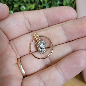 Pingente Argola Pirita - "Prosperidade e Sucesso" - Semijoia