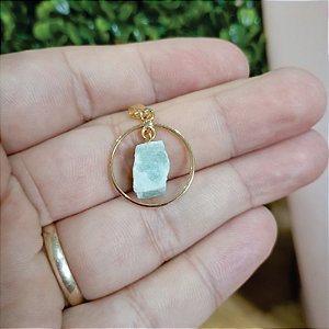 Pingente Argola Quartzo Verde - "Saúde e Vitalidade" - Semijoia