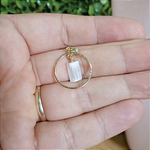 Pingente Argola Selenita - "Limpeza Energética" - Semijoia