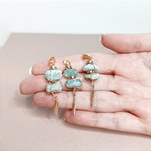 Pingente Pena Água Marinha - "Calma, Coragem e Sensibilidade"