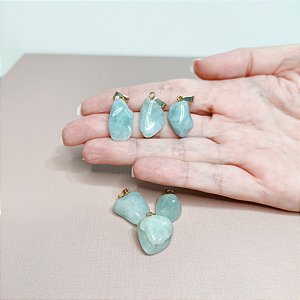 Pingente Água Marinha Rolado - "Calma, Coragem e Sensibilidade"