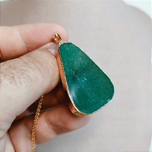 Pingente Chapa Quartzo Verde - "Saúde e Vitalidade"