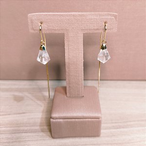 Brinco Passante Ponta Quartzo Cristal - "Harmonia e Equilíbrio"