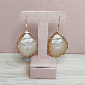 Brinco Chapa de Ágata - "Boa Sorte"