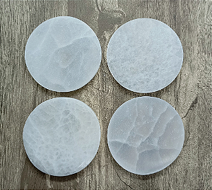 Placa de Selenita Redonda Polida - "Limpeza Energética"