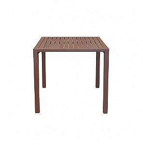 Mesa Quadrada em Alumínio com Tampo Ripado 90x90cm