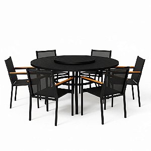 Conjunto de mesa Perpétua Giro Externo com 6 Poltronas