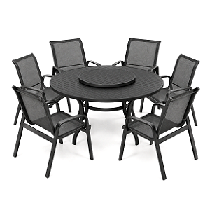 Conjunto de mesa Lótus Giro Externo com 6 Cadeiras