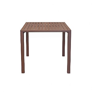 Mesa Quadrada em Alumínio com Tampo Ripado 90x90cm