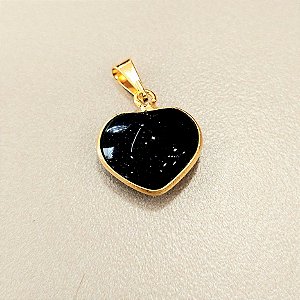 Pingente Coração Pedra da Estrela 16mm canovão. Banhado a Ouro