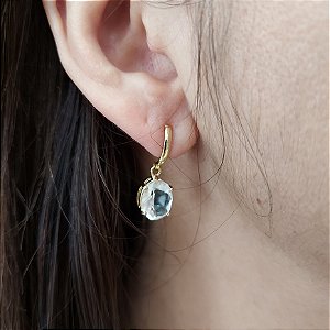 Brinco de CRISTAL 6x8mm. Pedras Naturais Banhado a Ouro
