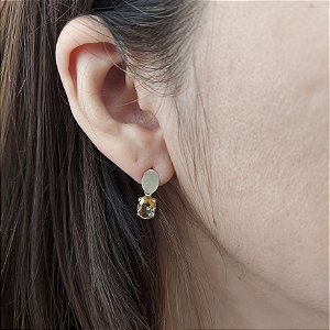 Brinco Prata 925 Citrino. Chapa 5mm. Top Facetado Galeria. Pedras Naturais