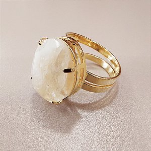 Anel Oval Citrino 15X20mm. Pedras Naturais. Banhado a Ouro